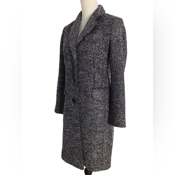 Michael Kors Black Gray Tweed Knee Length Coat - Picture 3 of 7